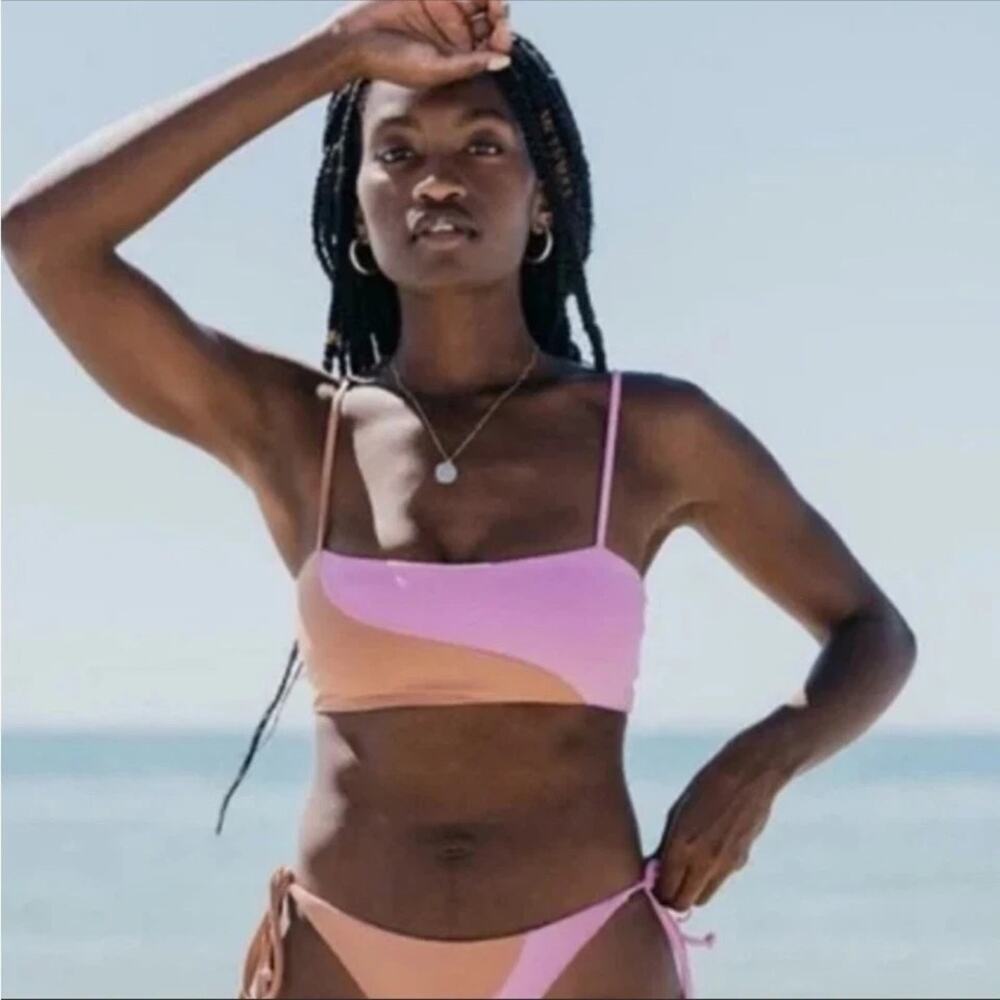 L*Space Ari Bikini Top & Dani Bikini Bottom Swimwear Set Rosebud Putty Women's S - Picture 2 of 7